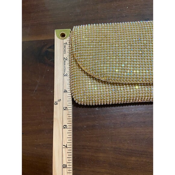 Vintage Rhinestone Evening Clutch Purse Gold Light Chain Should Strap Formal - Picture 10 of 11